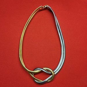 Gold and Silver Tone Sailor Knot Collar Necklace
